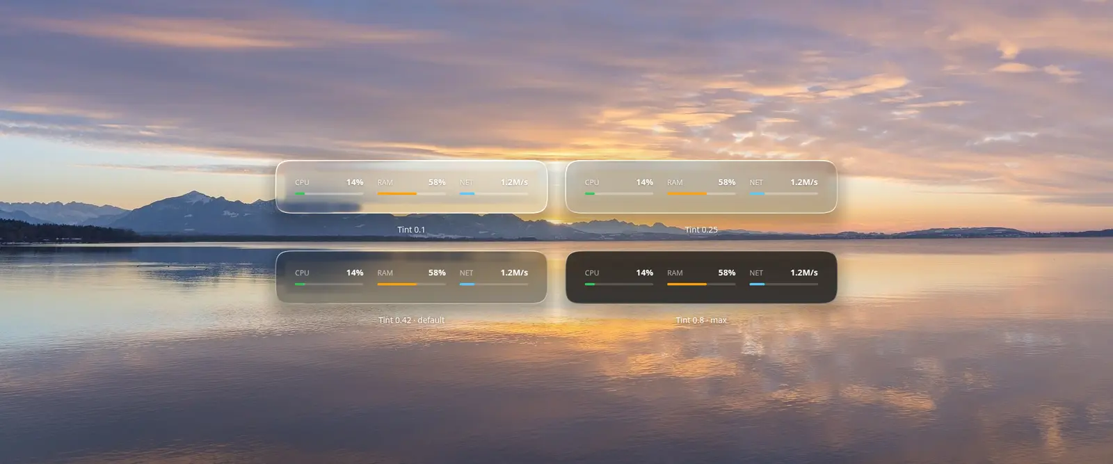 System Pulse at four tint levels