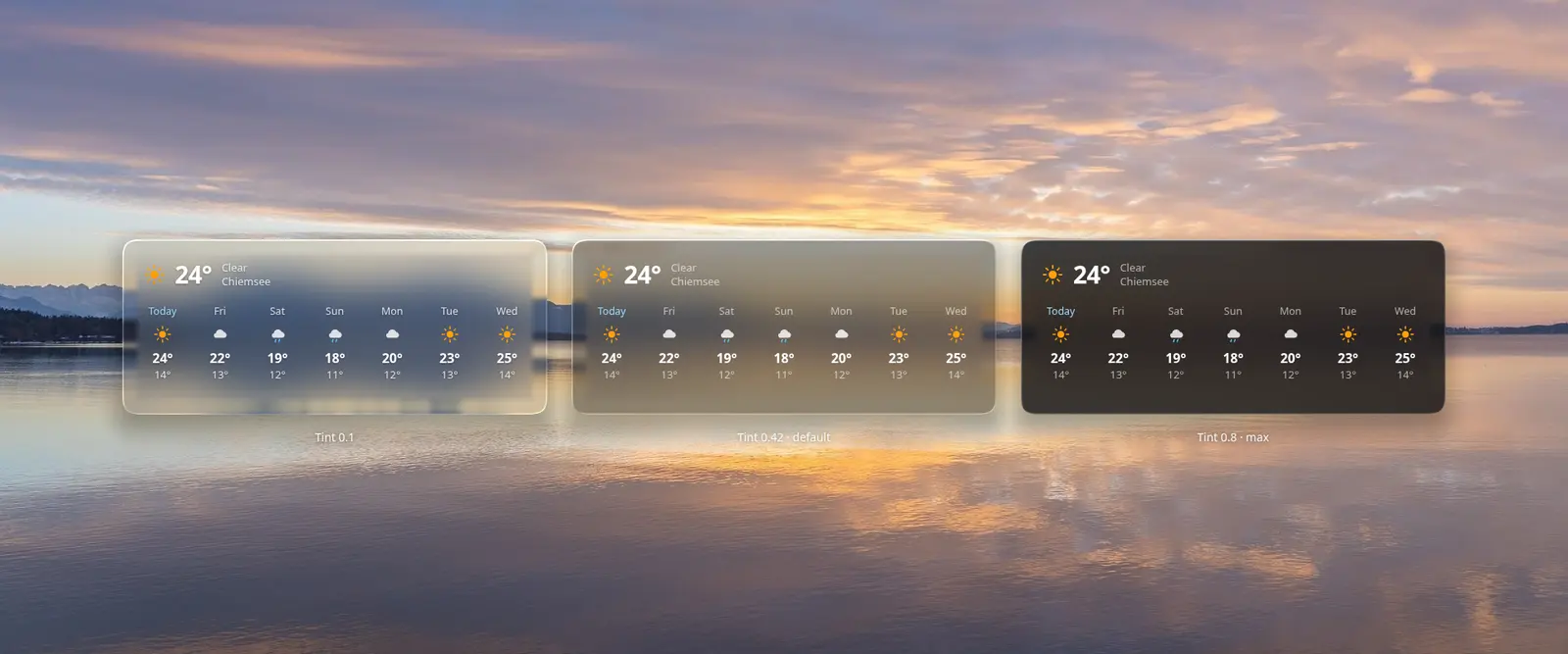 Weather Strip at three tint levels