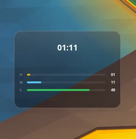 Bar Clock widget showing hours, minutes and seconds as bars