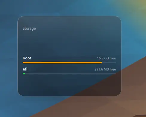 Disk Usage widget with used and free space per drive