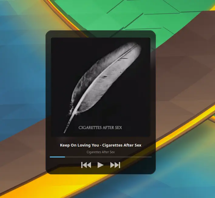 Now Playing widget with cover art and playback controls