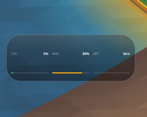 System Pulse widget with CPU, RAM and network bars